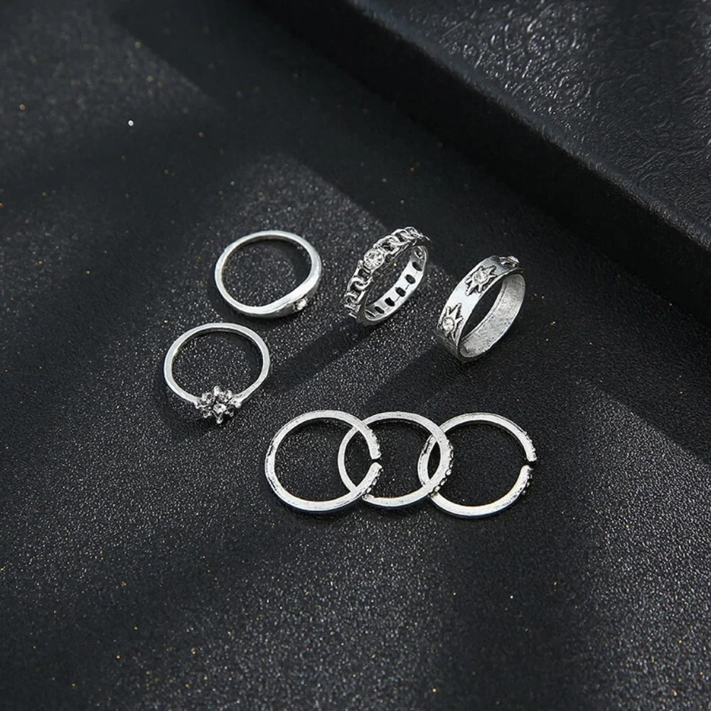 *MIYANDA* 7-Pc Silver Star Design Fashion Ring Set